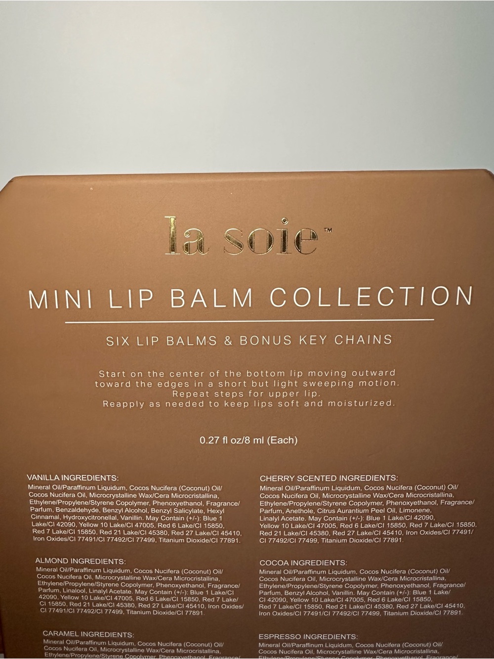 La Soie Mini Lip Balm Collection 6 Piece Tinted Lip Balms w/ Keychains - New - Picture 5 of 6